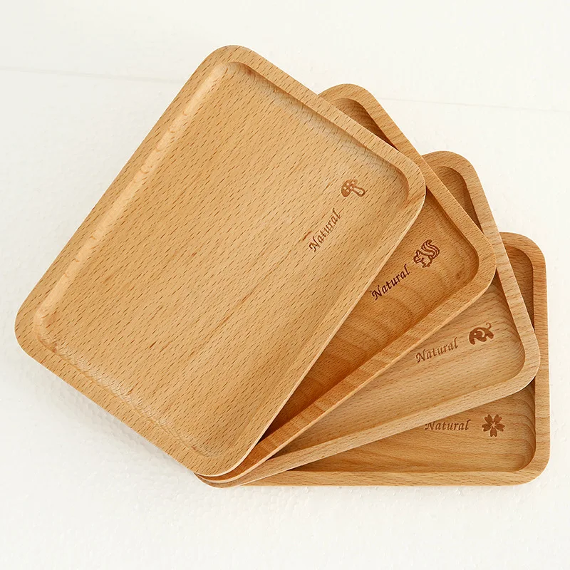 Простой деревянный поднос детская неразделенная тарелка прямоугольный для