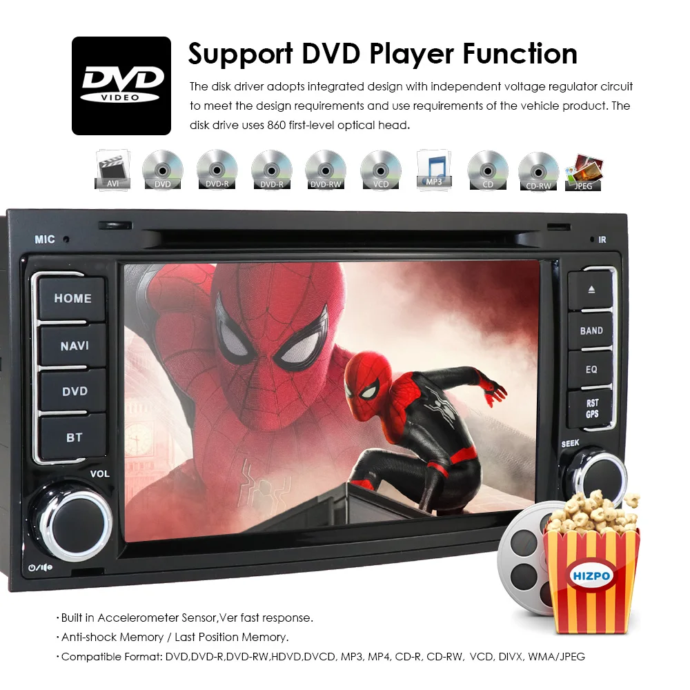 Hizpo автомобильный DVD-плеер 2 Din для Touareg T5 транспортер мультифургон 7 дюймов