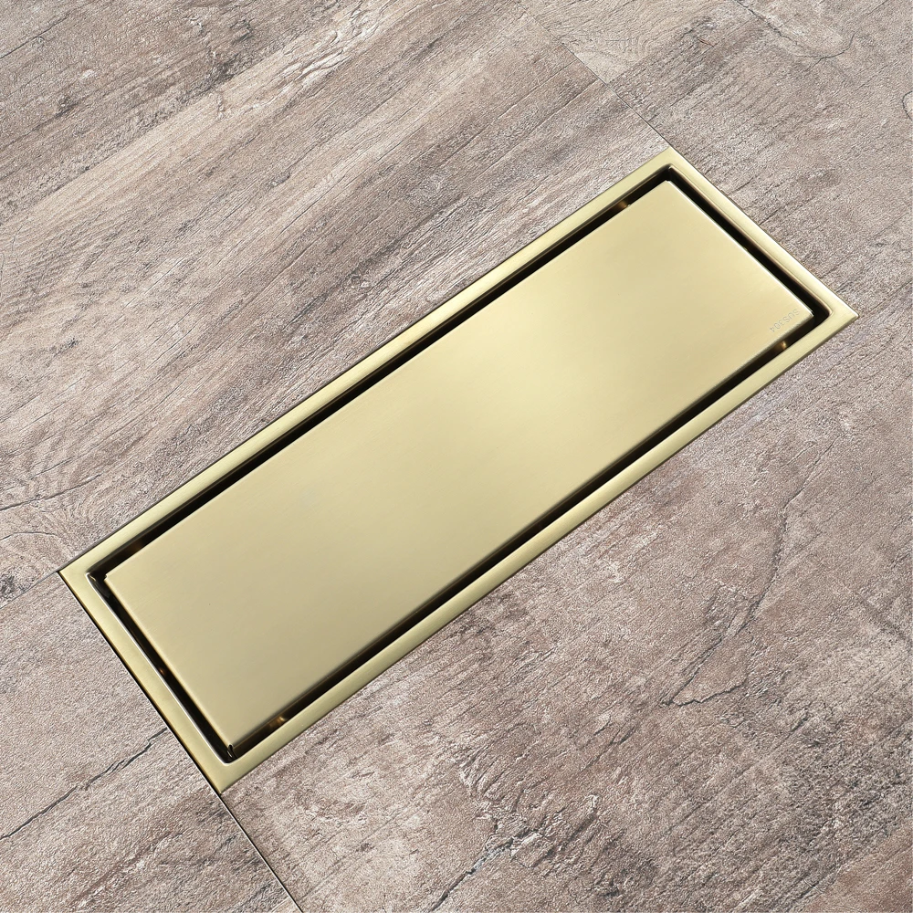 

Gold Invisible Linear Floor Drain 304 Stainless Steel Anti-Odor Floor Drain Tile Insert Rectangular Linear Shower Room Drain