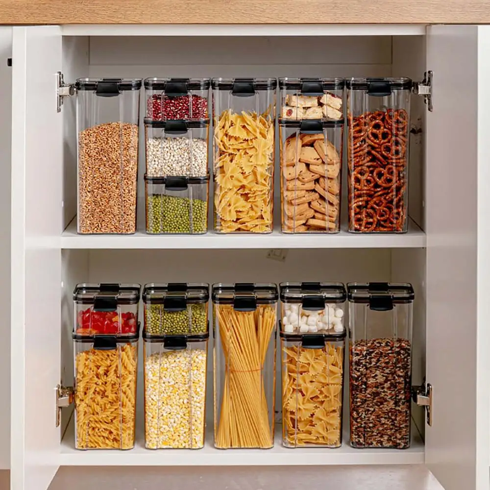 

Food Storage Container Plastic Kitchen Refrigerator Noodle Box 700/1300/1800ML Multi Grain Storage Tank Transparent Sealed Cans