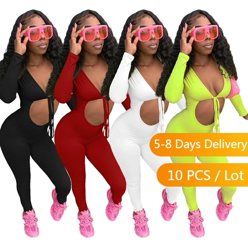 Комбинезон женский с вырезами длинным рукавом Осенний |