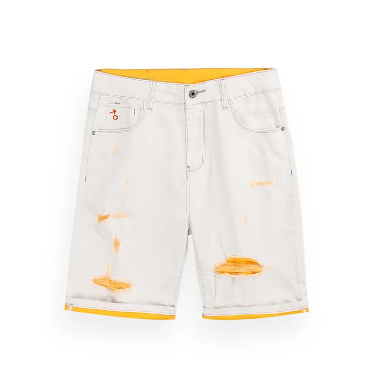 

Summer New Men Clothing White Casual Denim Shorts Straight Ripped Hole High Quality Fashion Streetwear Male Jeans Shorts