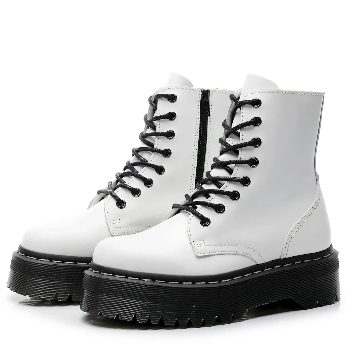 Женские ботинки в байкерском стиле с круглым носком на шнуровке Size34 41 осень