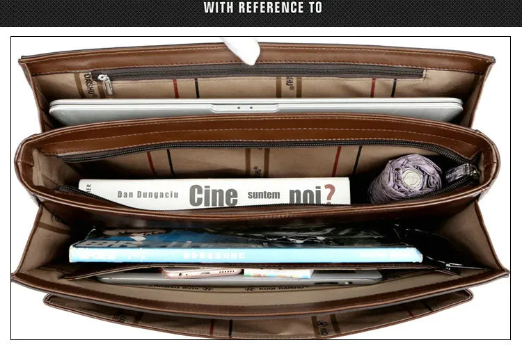 Business Men's Bag Large Capacity Cowhide Leather briefcase Horizon Password Lock Shoulder Messenger Bag