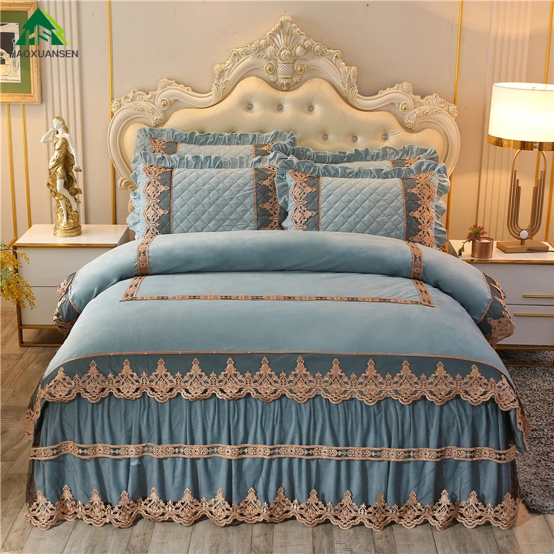 

Бархатная пододеяльник в стиле принцессы, с кружевом