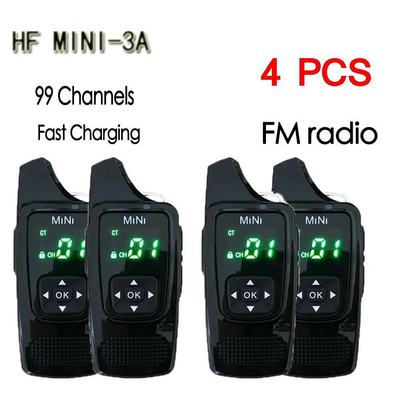 4 шт. HF 3A мини рация VOX голосовое управление UHF 400-520MHz 99CH ультра-маленький