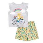 Детская летняя одежда для девочек SAILEROAD, радужная велосипедная футболка + штаны, детский комплект одежды с коротким рукавом, спортивный костюм для подростков
