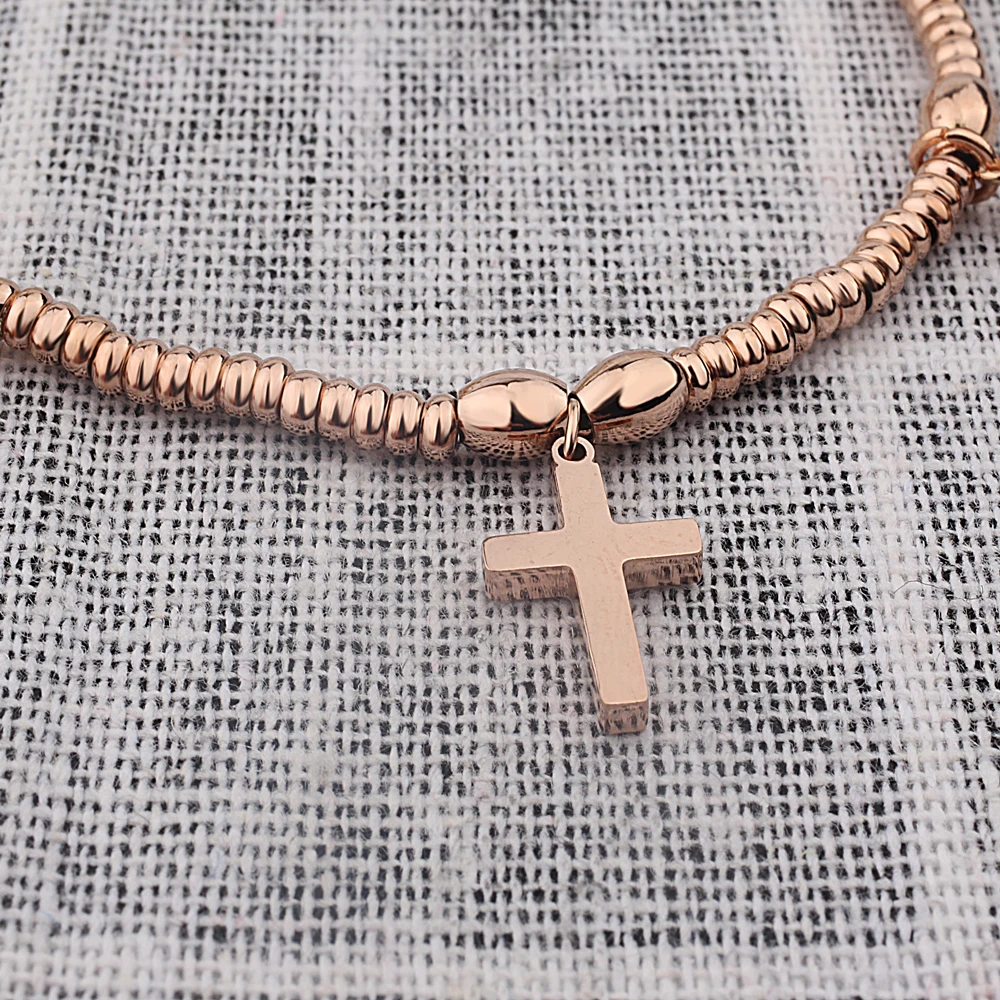 Модные регулируемые браслеты с бусинами цвета розового золота FINE4U B113 браслет