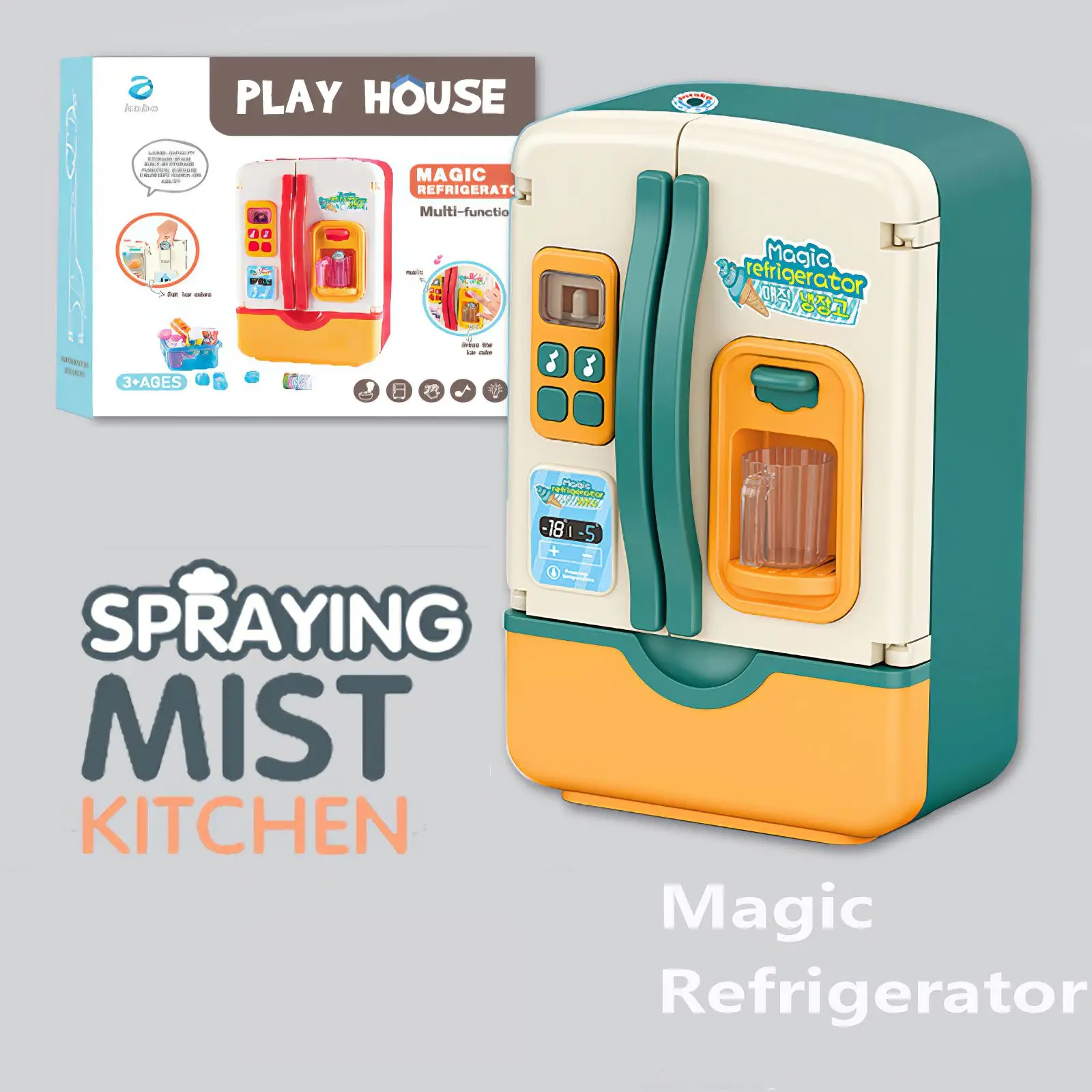 

Children Pretend Play Toys Simulation Double Refrigerator Spray Refrigerator Educational Mini Kitchen Toys Role Playing Toy