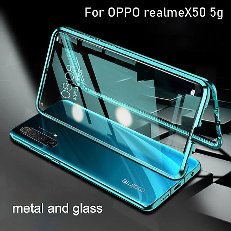 Роскошный Магнитный чехол для Realme X50 5G металлическая рамка двойной из