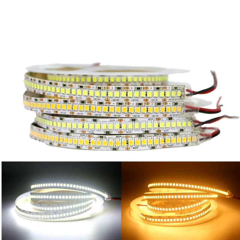 DC 12 V/24 V 10mm двойная печатная плата 2835 SMD 1200 Светодиодная лента IP20 не