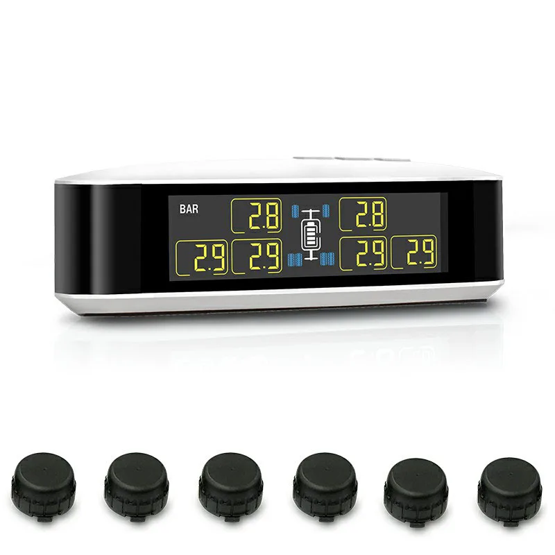 TPMS автомобильное беспроводное давление в шинах для RV системы мониторинга автобуса 6 Автомобильные шины давление ЖК-монитор системы с 6 внешними датчиками