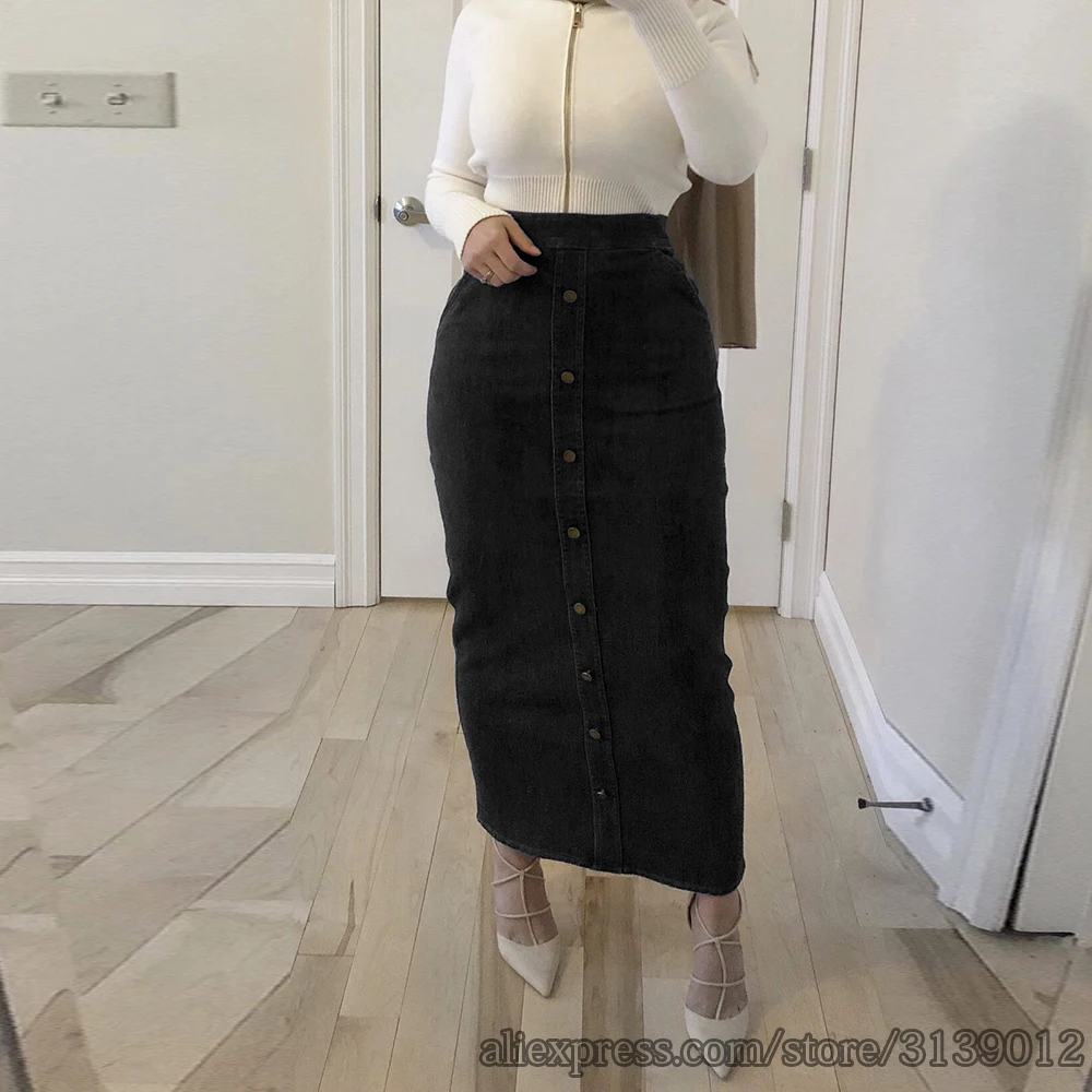 Faldas Mujer Moda, длинная джинсовая юбка с высокой талией и пуговицами, Женские джинсы-карандаш, облегающие макси юбки, Jupe Longue Femme Spodnica
