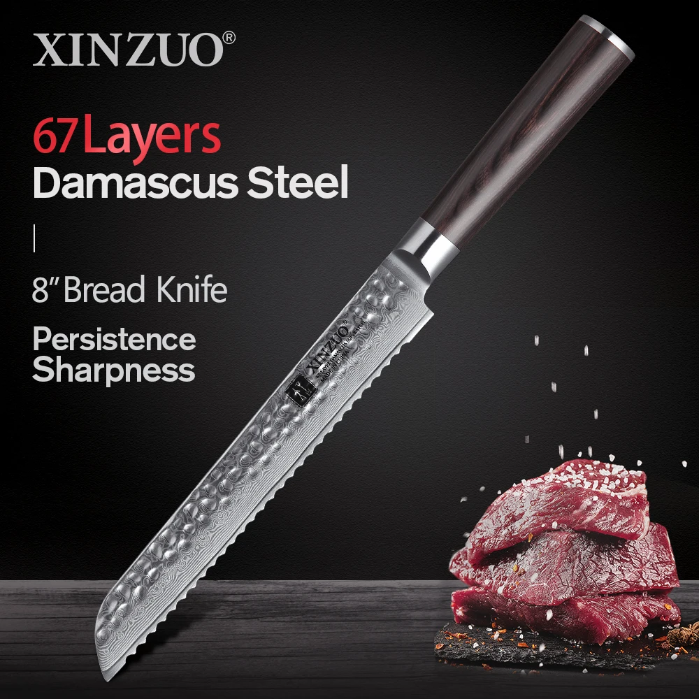 XINZUO 8 &quotнож для хлеба 67 слоев Дамасские кухонные ножи из нержавеющей стали VG10