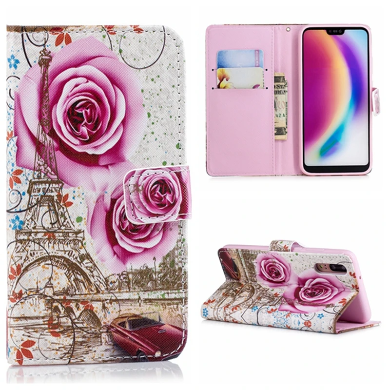 Художественный Чехол-кошелек для HONOR 7A 8A 7S 8S 7X 8X 7C 8C 9 10 20 Lite Pro 10i окрашенный цветок мультфильм PU кожаный флип-чехол