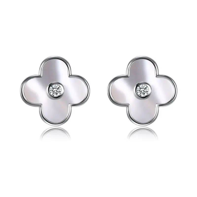 Женские серьги-гвоздики в Корейском стиле натуральные ракушки клевер эстетике