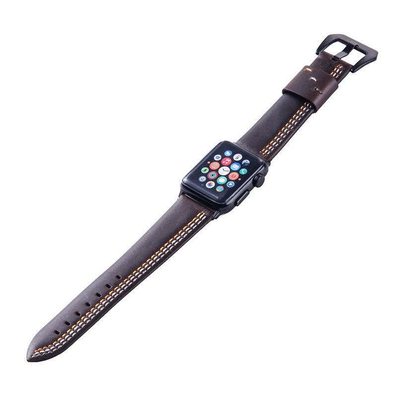 Ремешок для часов apple watch из натуральной кожи в стиле ретро 44 мм 42 мм из нержавеющей стали 40 мм, аксессуар для часов, браслет iWatch серии 5 4 3 2 1