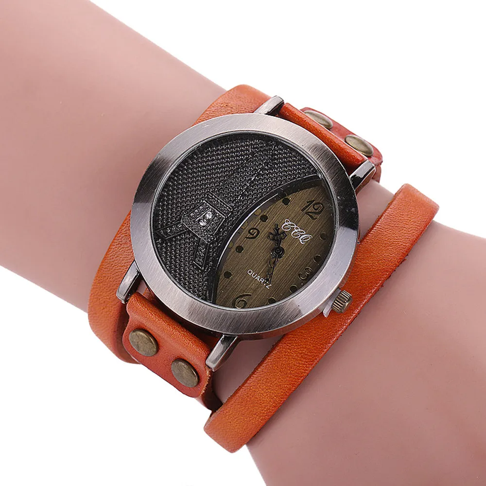 Женские Мужские Ретро часы из коровьей кожи кварцевые браслет новые модные