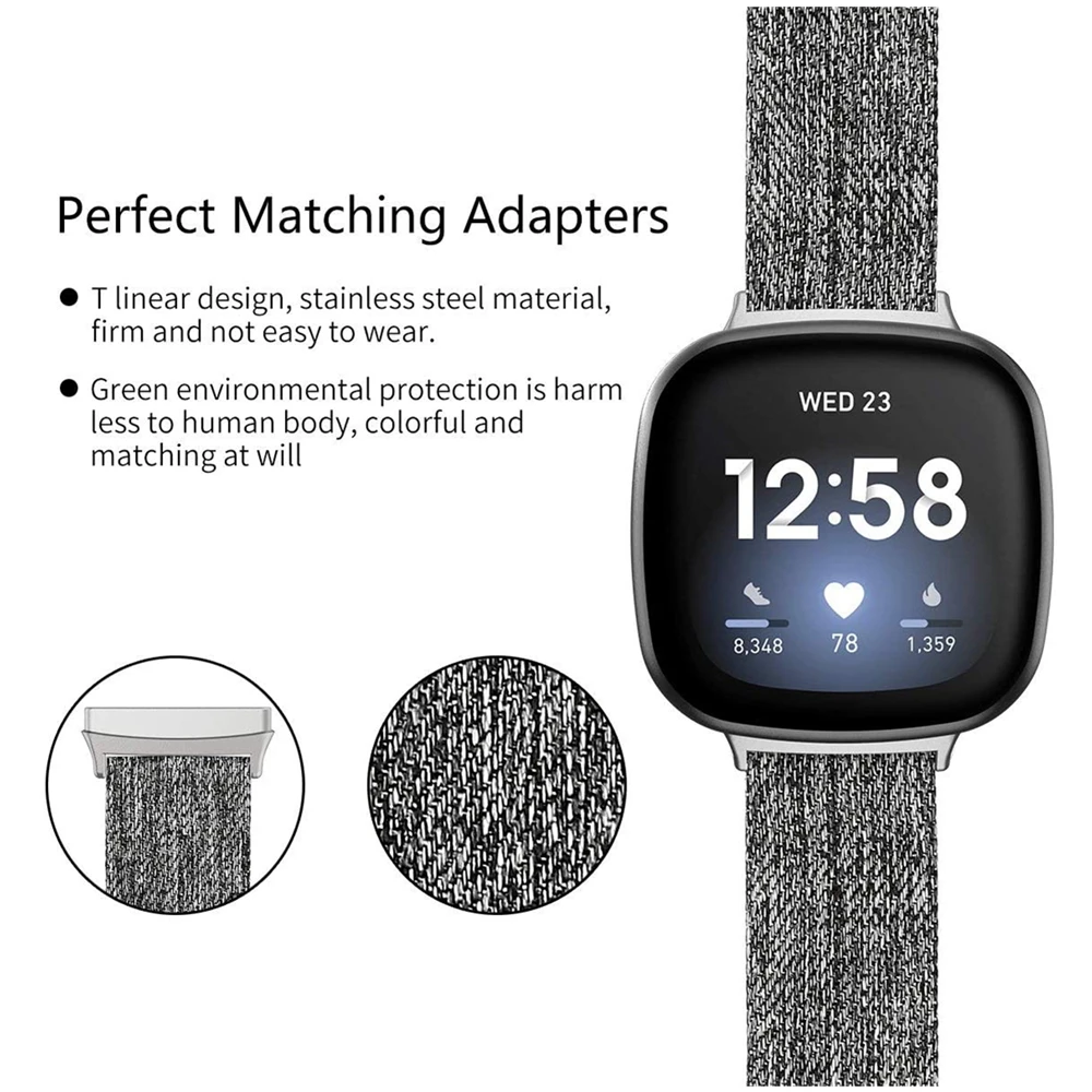 Тканевые ремешки совместимые с фитнес-браслетом versa 3 мужские и женские дышащие