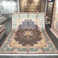 yilong 10x14 vantage classic rug large antique blue medallion iranian silk carpet zqg370a