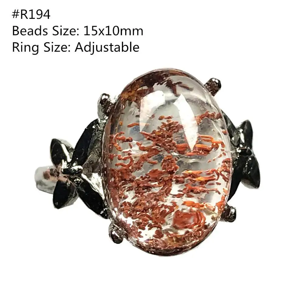 

Натуральный Красный Ghost Phantom Quartz кольцо для женщины мужчины Серебряный Кристалл сад бусины драгоценный камень красота регулируемое кольцо ...