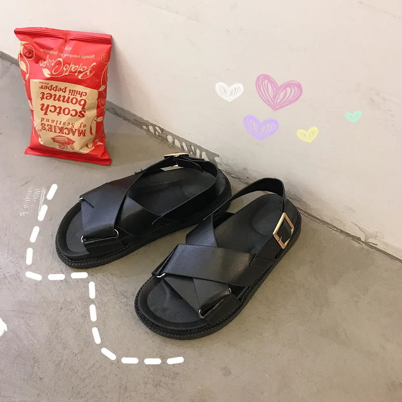 Сетчатые красные женские сандалии сезон лето Новинка 2019 года Корейская версия