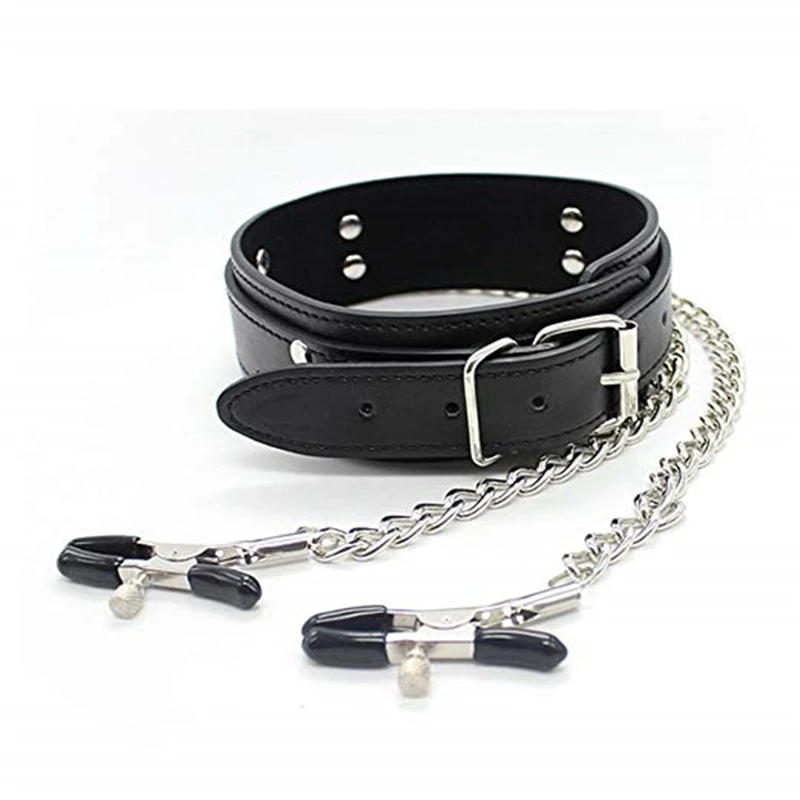 

BDSM Bondage Restraint Fetish Collar Chain Collars Collocation Nipple Clamps Sex Toys For Women Adult G Spot No Vibator Games