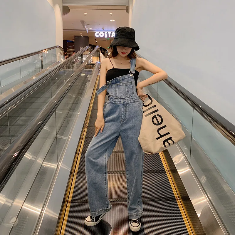 Рваные джинсы для женщин широкие комбинезоны с лямками на плечах свободные брюки