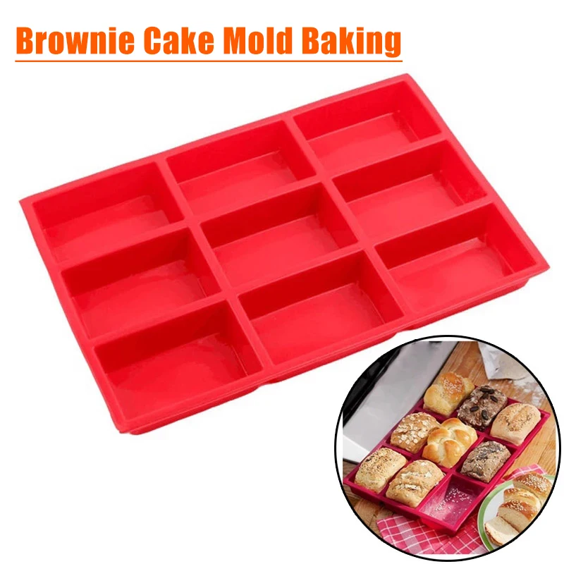 

3D Silicone Mold with 9 Cavity Mini Fancy Brownie Cake Pan Fondant Baking Chocolate Mould Heat Resistance DIY Tool EIG88