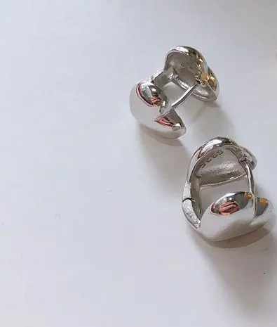 Silvology 925 серебряные серьги-гвоздики в форме сердца Золотые глянцевые толстые скандинавские стильные элегантные серьги для женщин модные ювелирные изделия - Цвет камня: Silver