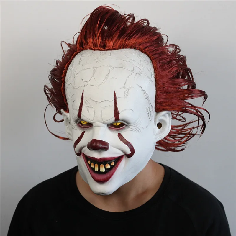 Mask 2 Фильм Стивен Кинг это костюм Джокер маска пеннивайза ужас, Костюмированная вечеринка латексный шлем клоун Хэллоуин вечерние Pennywise Клоун Маска - Цвет: Mask 2