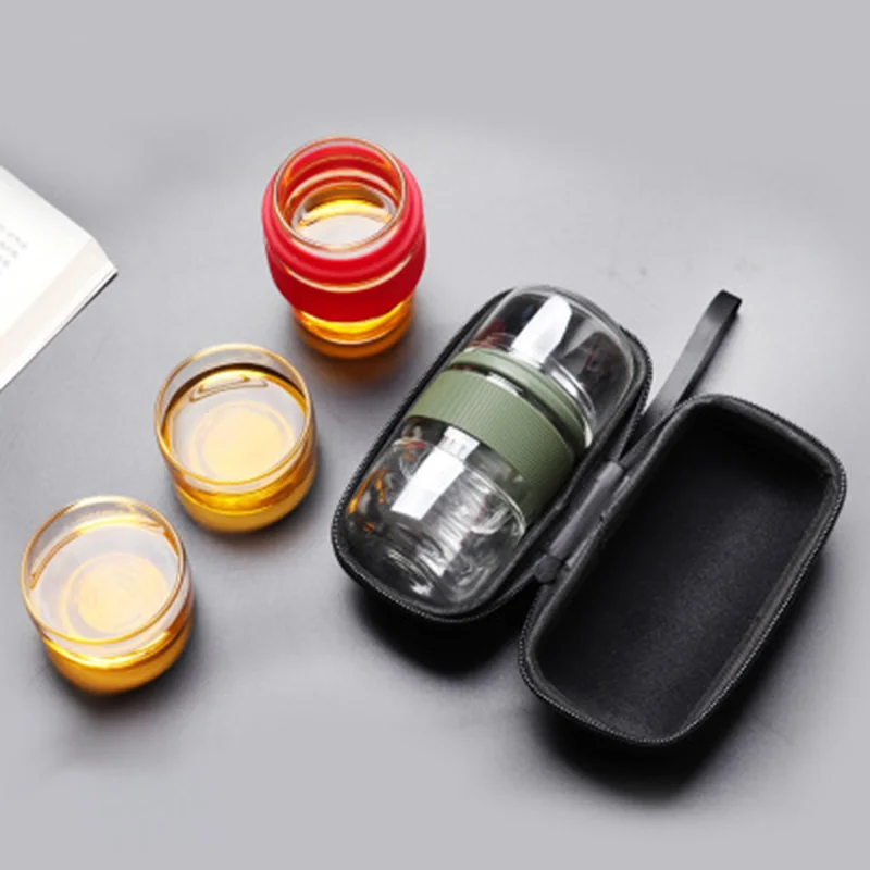 Новый дорожный чайный сервиз Кунг-фу горшок с портативным чехлом стеклянные