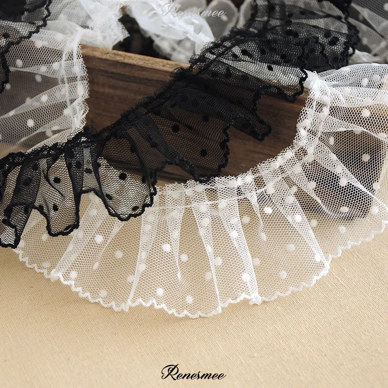 Милые черно-белые точки 2 м длина 6 см волны плиссированные сетчатые вставки