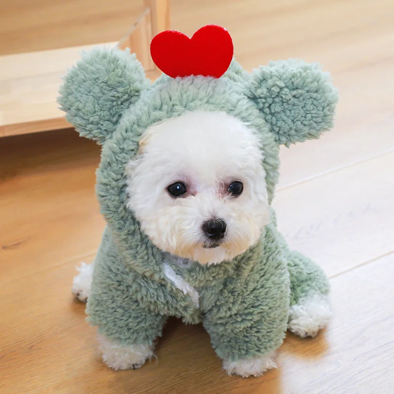 

Autumn Winter Puppy Clothes Dog Clothes Warm Plush Love Teddy Bichon Dog Clothes Pet Coat Puppy Dog Clothes for Small Dogs