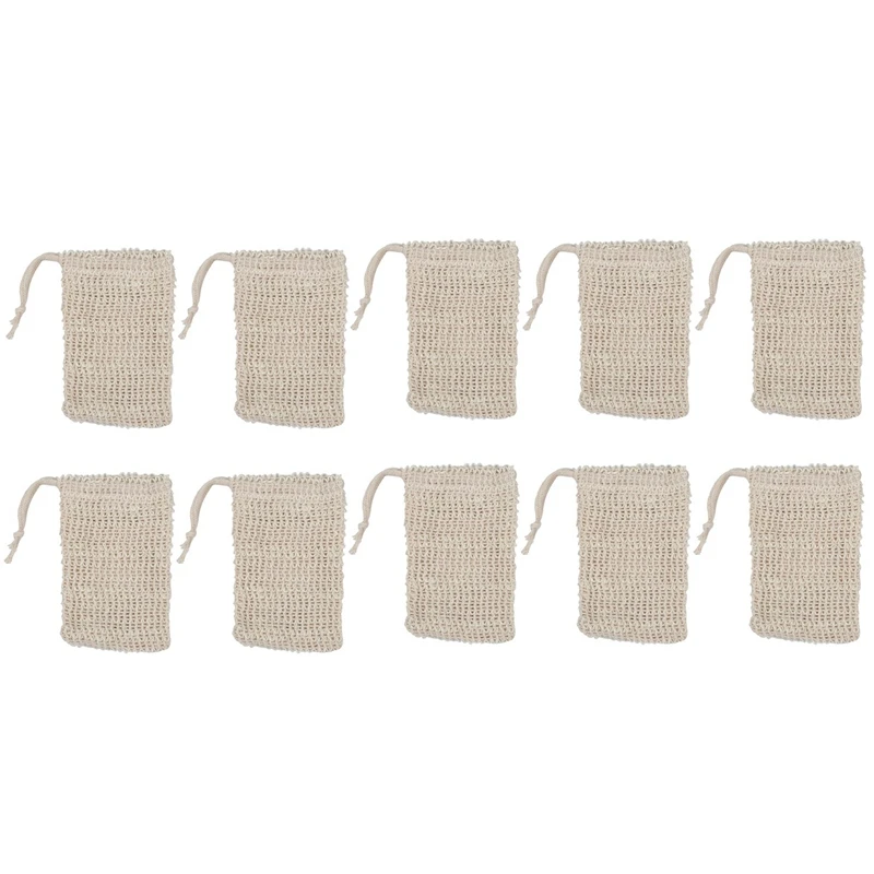 

JEYL 10 Pack Natural Sisal Soap Bag Exfoliating Soap Saver Pouch Holder