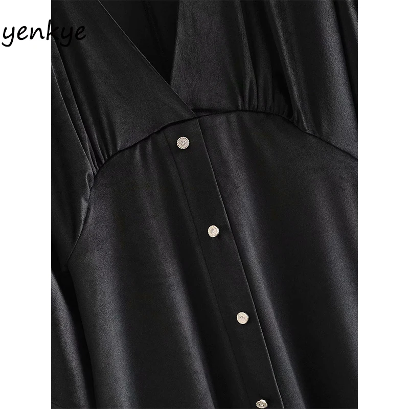 Винтажное черное бархатное платье женское вместительное весеннее мини-платье с