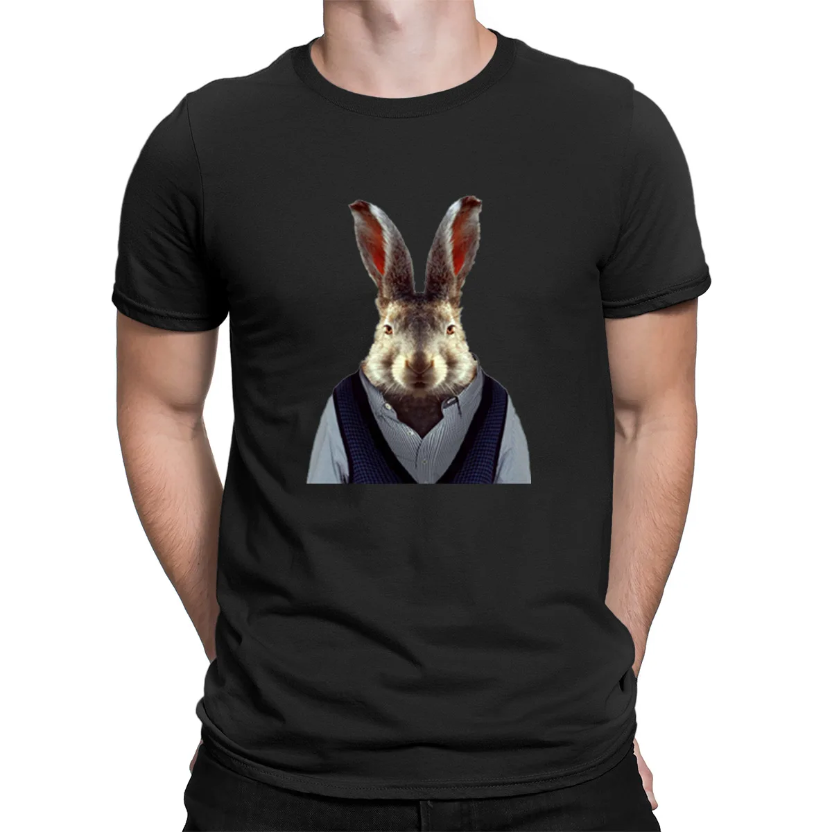 

Summer Fashion T Shirt Short Sleeve men's Short Sleeve Gentleman rabbit t shirt men Cotton streetwear vintage t shirt