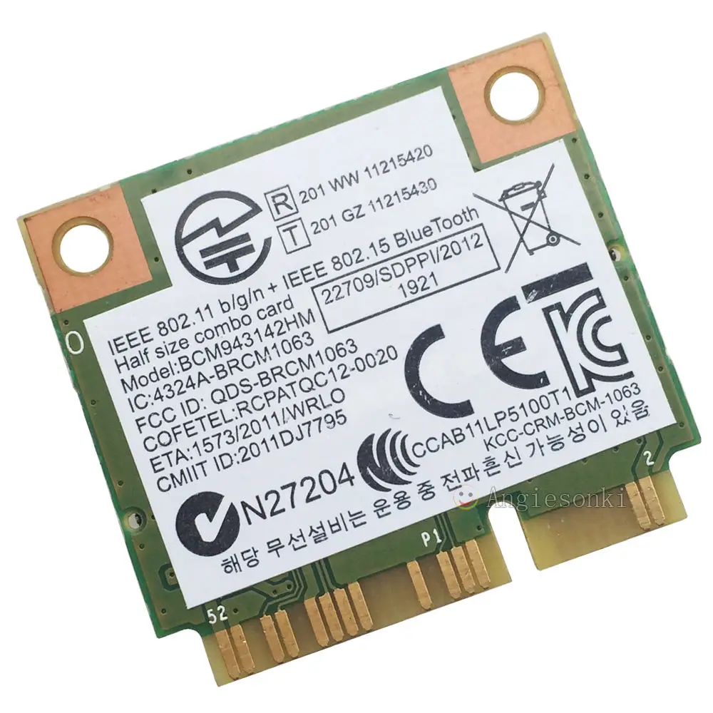 - BROADCOM BCM943142HM 43142HM 802, 11 b/g/n Wifi + Bluetooth 0C011-00041300, PCIe