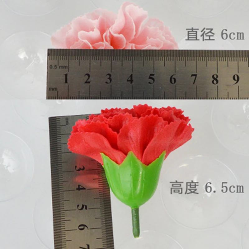 

50pcs/box Carnation Soap Flower Head Big Flower Head Soap Flower Creative Gift Box Bouquet Single Mother's Day Gift Making