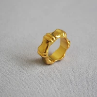 atmosphere exaggeration personality minority brass gold plated wide version bright bamboo ring index finger ring