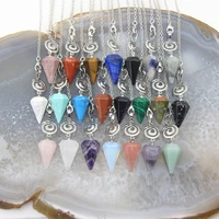 point pendulum pendant quartzhealing gemstone silver plated for divination cone natural stonecrystal earring necklace jewelry