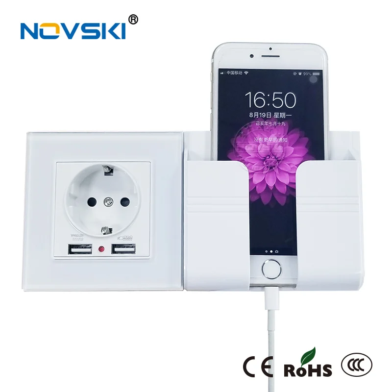 Розетка NOVSKI настенная USB-розетка держатель для мобильный телефон подставка