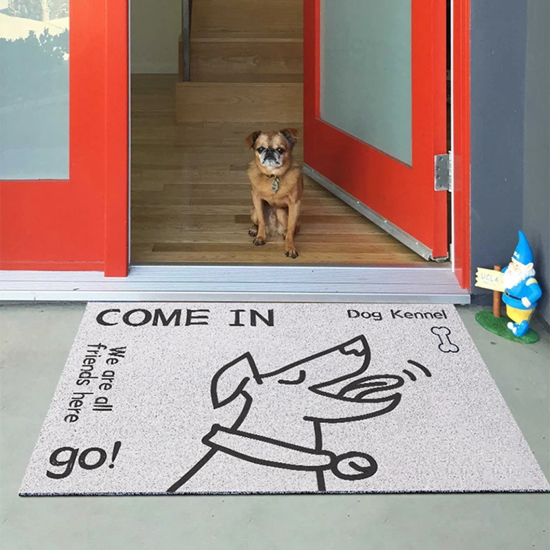 

Cartoon Dog Home Front Door Mat Bedroom Kitchen Living Room Carpet PVC Silk Loop Non-slip Mat Entrance Door Mat Custom Bath Mat