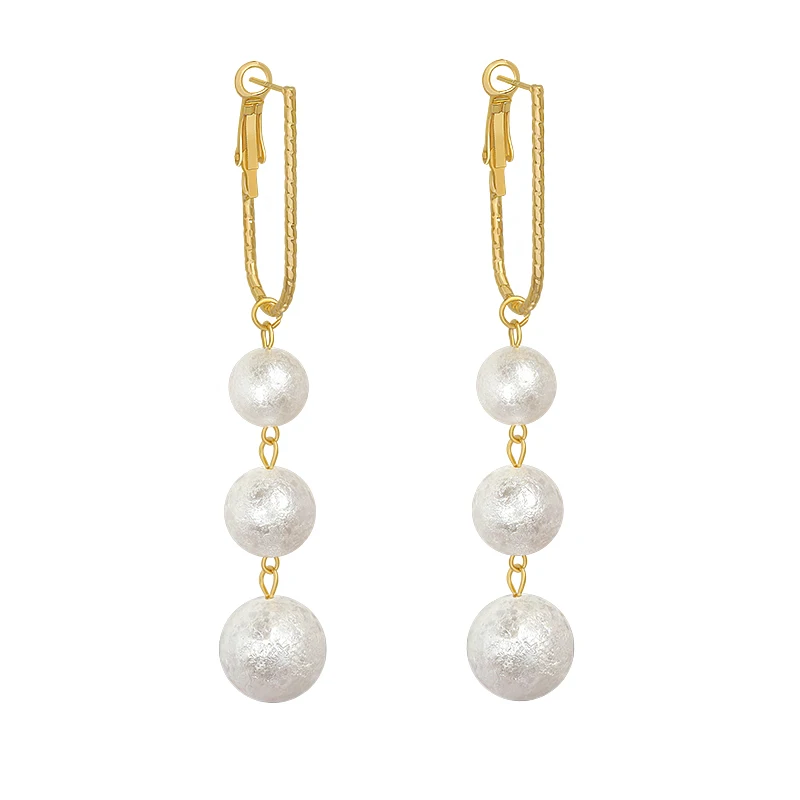 

2021 new exaggerated sponge texture Pearl Drop Earrings elegant temperament long earrings luxury Party Jewelry Fashion Earrings