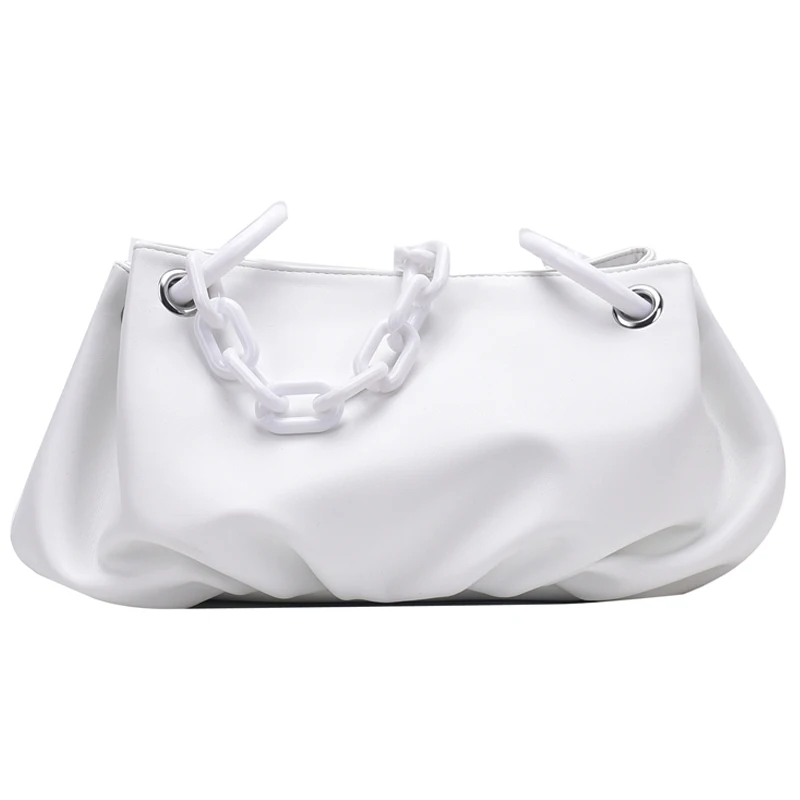 

Elegant Female Chain Tote bag 2020 New Quality Leather Women's Designer Handbag High capacity Shoulder Bags Pleated Armpit bag