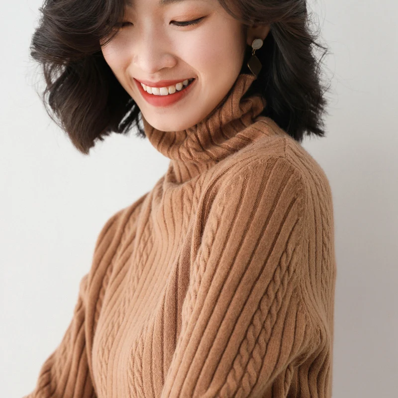 

Pile-collar sweater women's pullover loose turtleneck bottoming wool knit sweater wild plus size 2021 spring and autumn new
