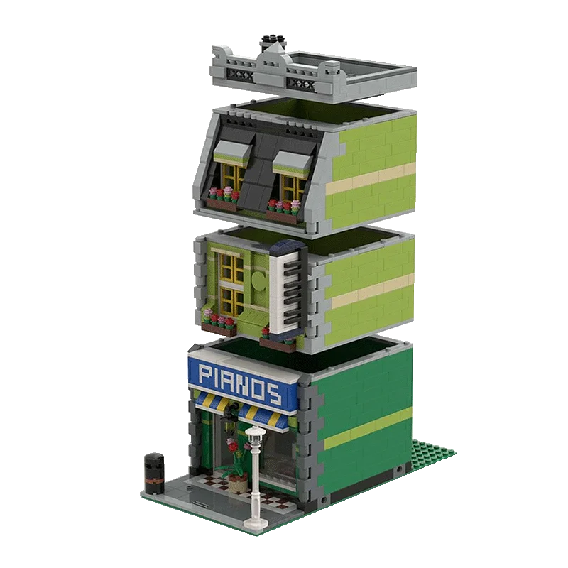 

Buildmoc Free Shipping Architecture Pizza Building Blocks Creator Expert Technic City European Piano Showroom Modular House