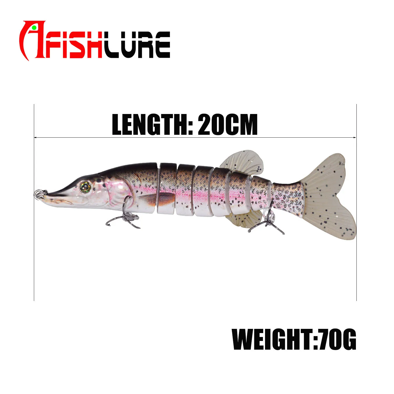 Afishlure 20cm 70g 3D Fishing Hybrid Hard Pike Lure Bait Jerkbaits Gear Shad Herring Artificial | Спорт и развлечения