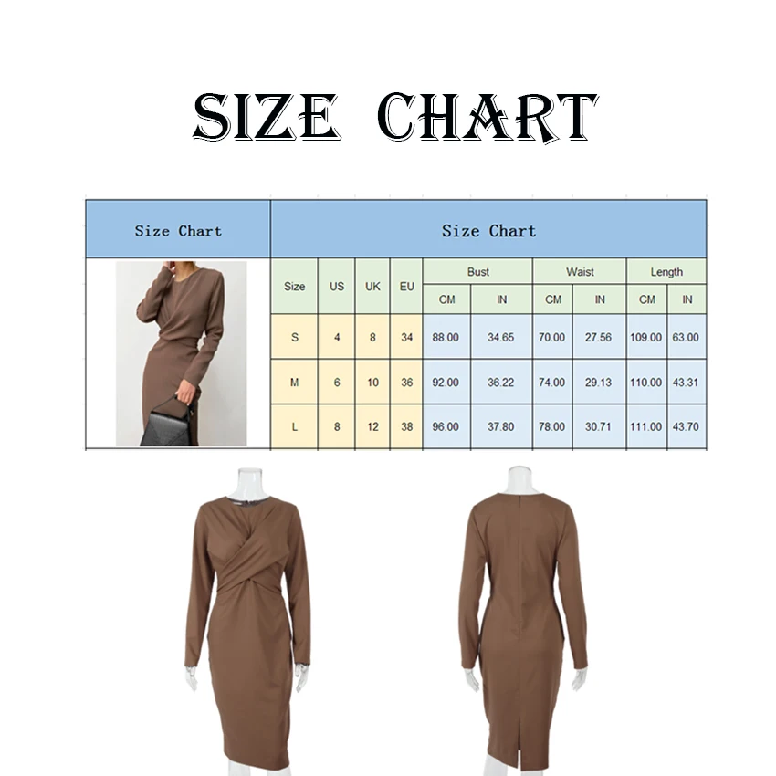 

Women Slim Dress Long Sleeved Bottoming Round Neck Waist Thin Mid Length Hip Skirt Autumn And Winter New Style Fashion Female