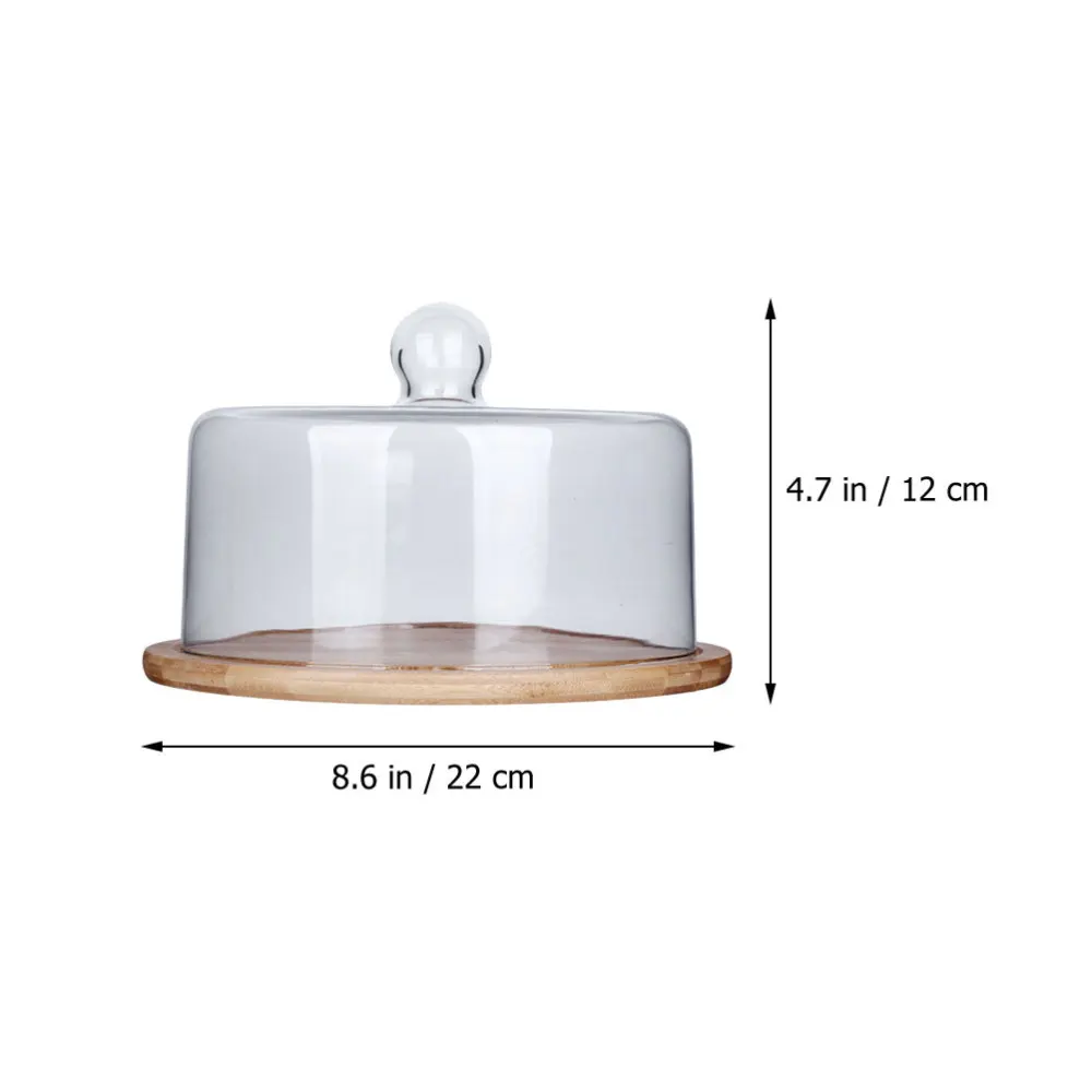 

1 Set of Kitchen Food Hood Cover with Wooden Tray for Cake Dessert